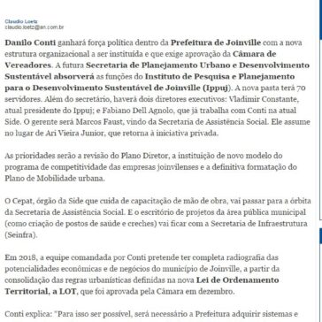 Claudio Loetz: Danilo Conti define time e metas para secretaria em Joinville – O Sol Diário