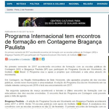Programa Internacional tem encontros de formação em Contageme Bragança Paulista – O Nortão Jornal
