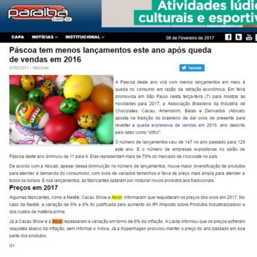 Páscoa tem menos lançamentos este ano após queda de vendas em 2016 – Paraíba