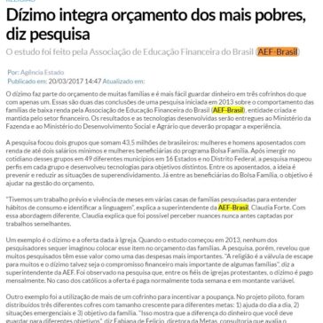 Dízimo integra orçamento dos mais pobres, diz pesquisa – Diário de Pernambuco
