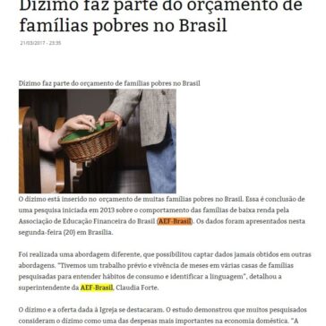 Dízimo faz parte do orçamento de famílias pobres no Brasil – Boa Informação