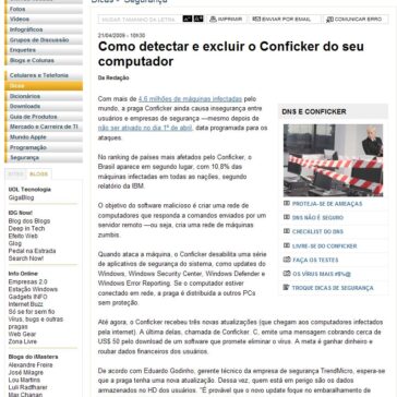 Como detectar e excluir o Conficker do seu computador – Site – Uol