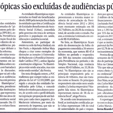 Filantrópicas são excluídas de audiência públicas – Valor Econômico