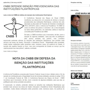 CNBB DEFENDE ISENÇÃO PREVIDENCIÁRIA DAS INSTITUIÇÕES FILANTRÓPICAS – Blog da Sagrada Família