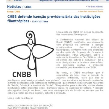 CNBB defende isenção previdenciária das instituições filantrópicas – Católica Net