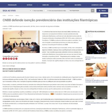 CNBB defende isenção previdenciária das instituições filantrópicas – Rádio Excelsior