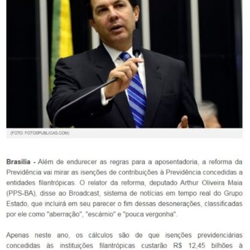 Relator da reforma da Previdência quer fim de isenção a entidades filantrópicas – A Redação