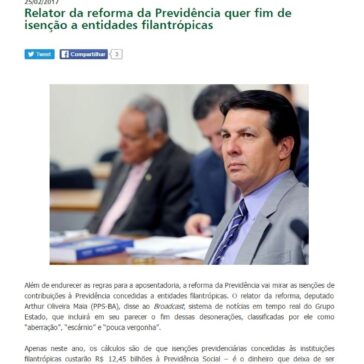 Relator da reforma da Previdência quer fim de isenção a entidades filantrópicas – Fato Amazônico