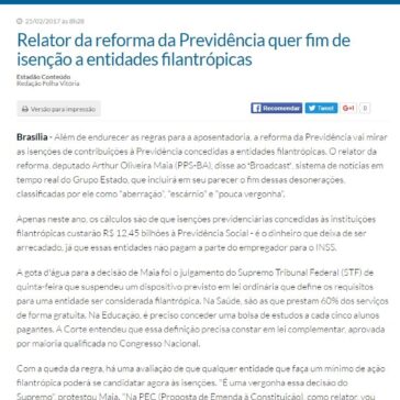 Relator da reforma da Previdência quer fim de isenção a entidades filantrópicas – Folha Vitória