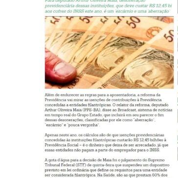 Relator da reforma da Previdência quer fim de isenção a entidades filantrópicas – Rondônia Vip