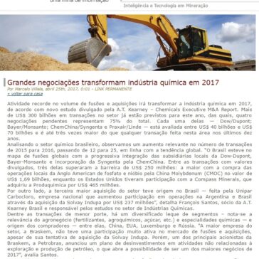 Grandes negociações transformam indústria química em 2017. – Notícias Mineração
