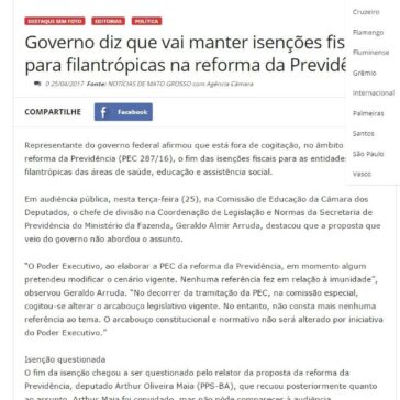 Governo diz que vai manter isenções fiscais para filantrópicas na reforma da Previdência – Notícias de Mato Grosso