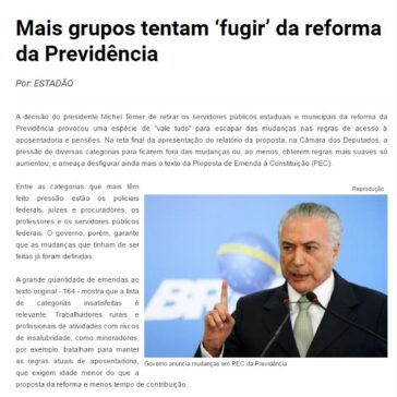 Mais grupos tentam “fugir” da reforma da Previdência – HiperNotícias