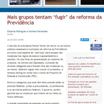 Mais grupos tentam “fugir” da reforma da Previdência – Jornal Alô Brasília