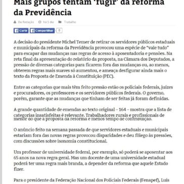 Mais grupos tentam “fugir” da reforma da Previdência – Repórter Diário