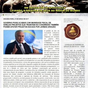 Governo pode acabar com imunidade fiscal de igrejas projetos que tramitam no congresso também podem afetar projetos sociais por Jarbar Aragão
