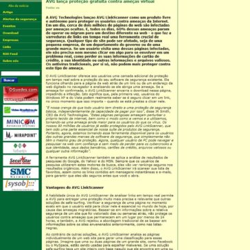 AVG lança proteção gratuita contra ameças virtuai – Site – Fórum Seguranca