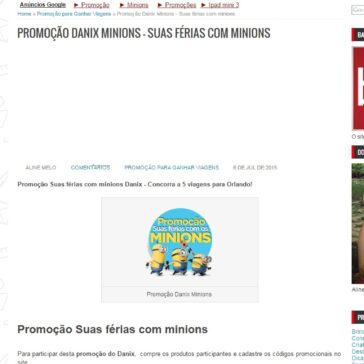 Promoção Danix Minions – Suas férias com Minions – Baú da Promoção