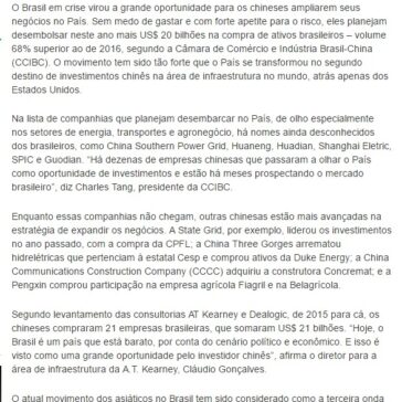 Chineses querem investir US$ 20 bi no Brasil – Diário da Região Online