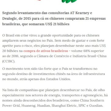 Chineses planejam investir US$ 20 bilhões no Brasil – Diário do Comércio online