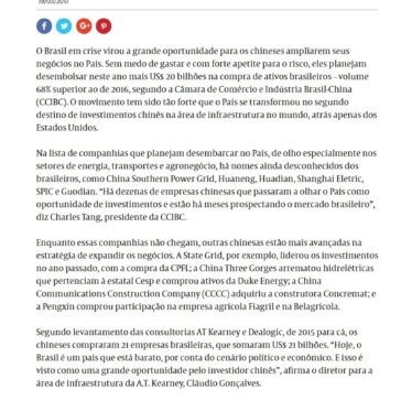 Chineses querem investir US$ 20 bi no Brasil – Jornal de Brasília Online