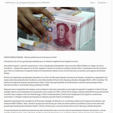 Nova onda de investimentos chineses deve trazer US$ 20 bi para o Brasil – O Propulsor Marítimo