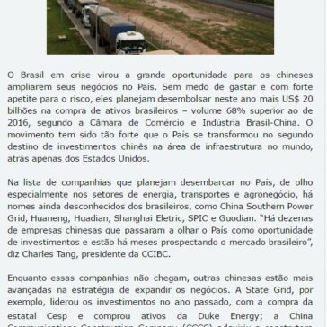 Nova onda de investimentos chineses deve trazer US$ 20 bi para o Brasil – Portal Ferroviário