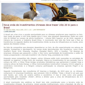 Nova onda de investimentos chineses deve trazer US$ 20 bi para o Brasil – Notícias Mineração