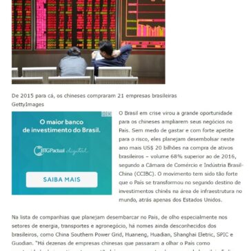Chineses devem investir US$ 20 bi no Brasil em 2017 – Sertão Online