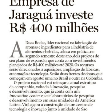 Empresa de Jaraguá investe R$ 400 milhões/ No exterior – A Notícia