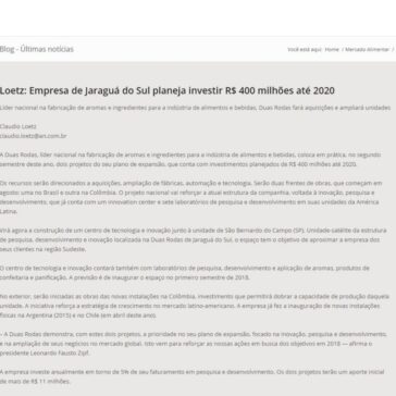Loetz: Empresa de Jaraguá do Sul planeja investir R$ 400 milhões até 2020 – Prosper