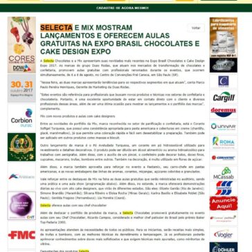SELECTA E MIX MOSTRAM LANÇAMENTOS E OFERECEM AULAS GRATUITAS NA EXPO BRASIL CHOCOLATES E CAKE DESIGN EXPO – Aditivos e Ingredientes