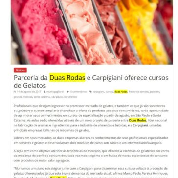 Parceria da Duas Rodas e Carpigiani oferece cursos de Gelatos – Sabor à Vida Gastronomia