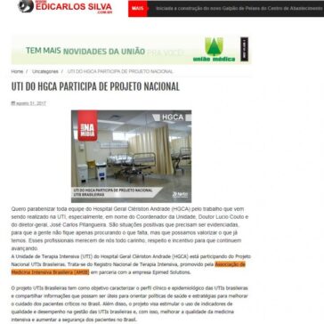 UTI DO HGCA PARTICIPA DE PROJETO NACIONAL – Edicarlos Silva