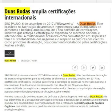 Duas Rodas amplia certificações internacionais – Portal Imprensa