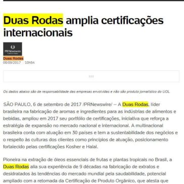 Duas Rodas amplia certificações internacionais – UOL