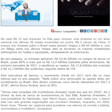 Investimentos chineses no Brasil chegam a R$ 60 bilhões desde 2015 – Aquidauana News