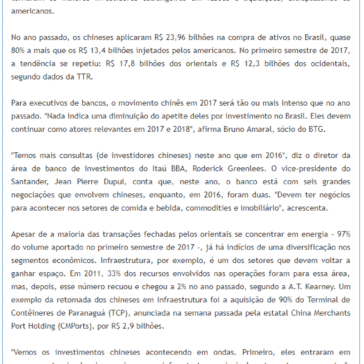 China já investiu R$ 60 bilhões na compra de empresas no Brasil desde 2015 – Correio do Papagaio