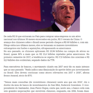 China já investiu R$ 60 bi na compra de empresas no Brasil desde 2015 – Custódia News
