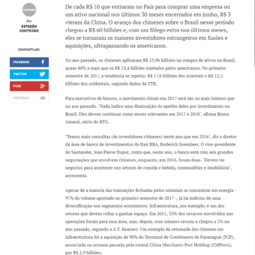 China já investiu R$ 60 bilhões na compra de empresas no Brasil desde 2015 – Diário Catarinense