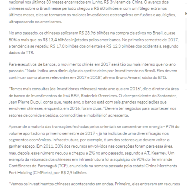 China já investiu R$ 60 bilhões na compra de empresas no Brasil desde 2015 – Folha Vitória