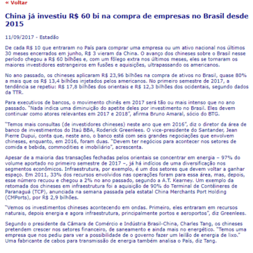 China já investiu R$ 60 bi na compra de empresas no Brasil desde 2015 – Revista Ferroviária