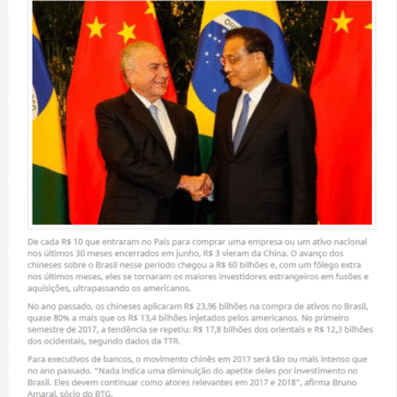 China já investiu R$ 60 bilhões na compra de empresas no Brasil desde 2015 – Revista Negócios Online