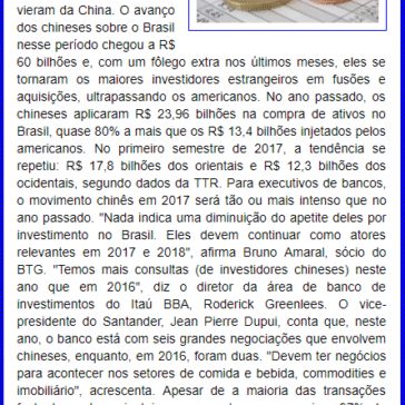 China já investiu R$ 60 bilhões na compra de empresas no Brasil desde 2015 – Tabocas Notícias