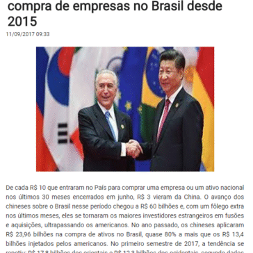 China já investiu R$ 60 bilhões na compra de empresas no Brasil desde 2015 – Voz da Bahia