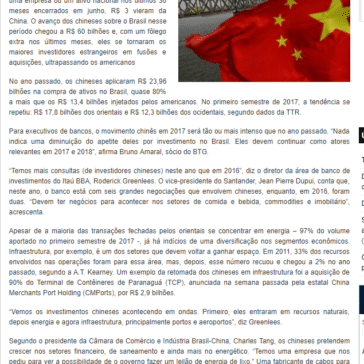 China já investiu R$ 60 bilhões na compra de empresas no Brasil – Bastidores do Poder