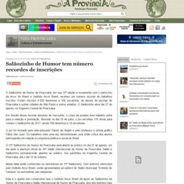 SALÃOZINHO DE HUMOR TEM NÚMERO RECORDES DE INSCRIÇÕES – A PROVÍNCIA