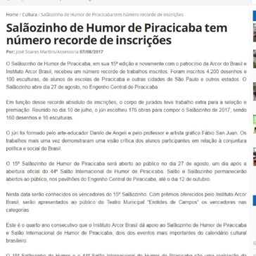 SALÃOZINHO DE HUMOR DE PIRACICABA TEM NÚMERO RECORDE DE INSCRIÇÕES – CAMPO GRANDE NOTÍCIAS