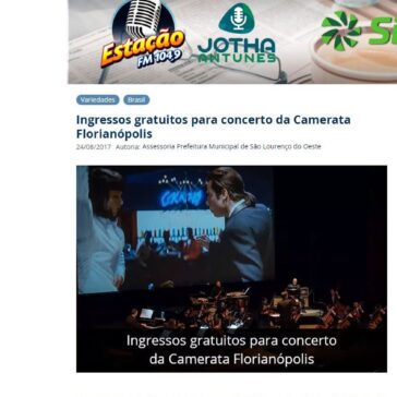 Ingressos gratuitos para concerto da Camerata Florianópolis – Estacao104