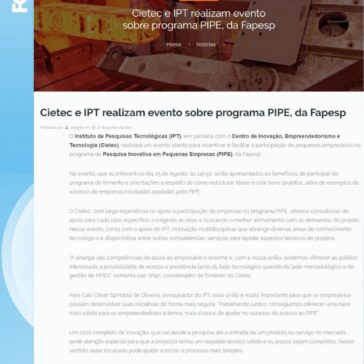 Cietec e IPT realizam evento sobre programa PIPE, da Fapesp – Revista Forge